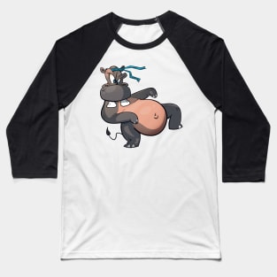 Funny Kung Fu Hippo Baseball T-Shirt